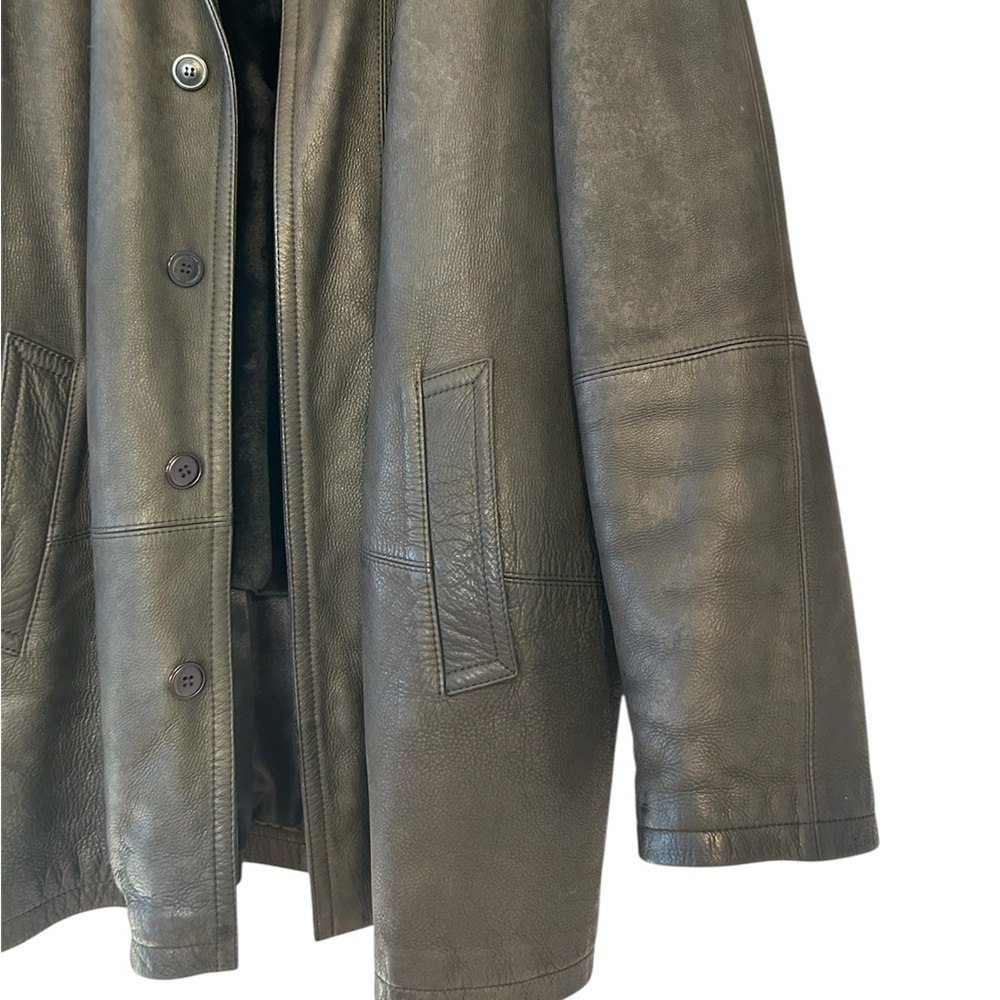 Upstar Black Nubuck Leather Jacket With Removable 100% Shearling Liner - Picture 6 of 13